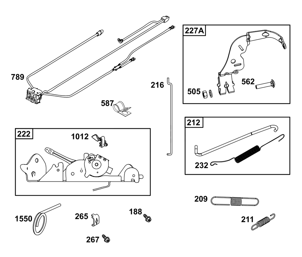 Controls Group Diagram and Parts List for 40N877-0073-G1  Briggs and Stratton Engine